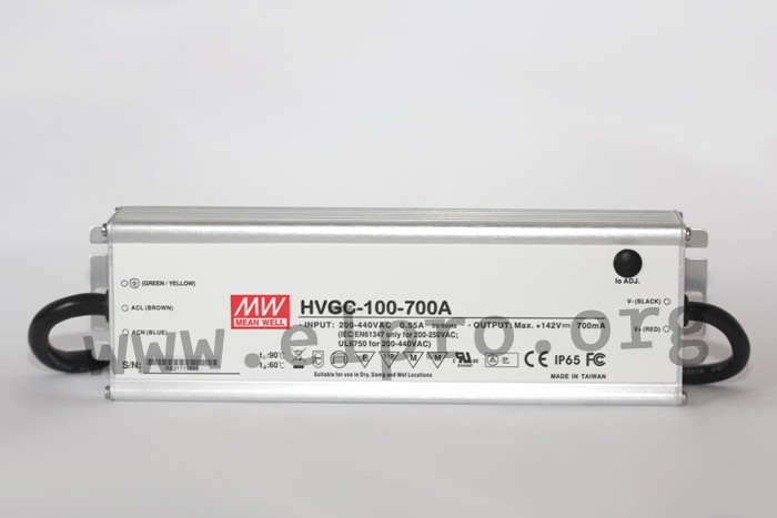 Mean Well LED Drivers 100W IP65 Constant Current Adjustable HVGC