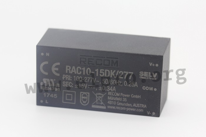 Recom AC DC Converters 10W PCB For High Input Voltage RAC10 K 277