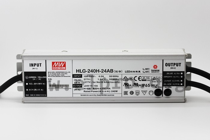 Mean Well LED Drivers 240W IP65 CV And CC Mixed Mode Dimmable