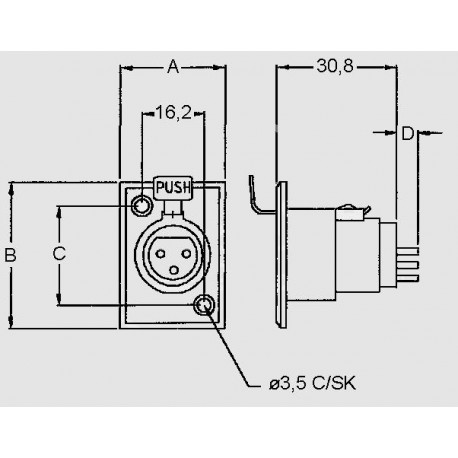 xlr connector size