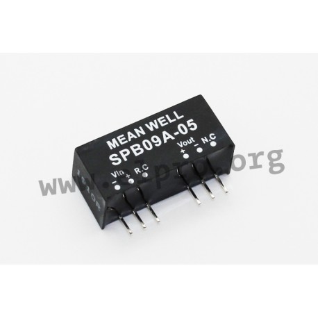 SPB09C-24, Mean Well DC/DC converter modules, 9W, SIL 8 housing, SPB09 DPB09 series