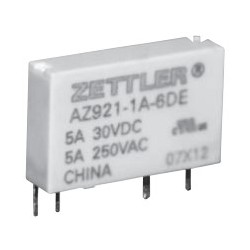 AZ921-1AB-5DEA, Zettler PCB relays, 5A, 1 normally open contact, AZ921 series