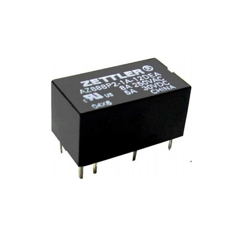 AZ888-1A-5DE, Zettler PCB relays, 5 and 8A, 1 normally open or 2 normally open or 1 normally open and 1 changeover contact, AZ88