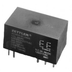 AZ2850-2AE-24D, Zettler PCB relays, 40A, 2 changeover or 2 normally open contacts, AZ2800 and AZ2850 series