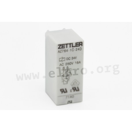 AZ764-1AE-5D, Zettler PCB relays, 16A, 1 changeover or 1 normally open contact, AZ764 series