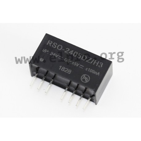 RSO-1215D, Recom DC/DC converters, 1W, SIL8 housing, regulated, RSO series