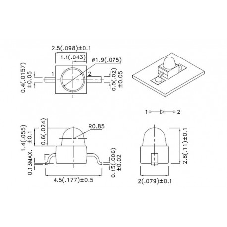 , Kingbright SMD light-emitting diodes, clear, Gull Wing, KM series