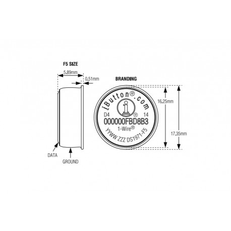 DS1971-F5+, Maxim Identifikations-ICs, iButton, DS19 und DS90 Serie