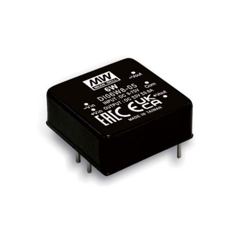 DI06W8-05, Mean Well DC/DC converters, 6W, 1"x1", DI06W8 series