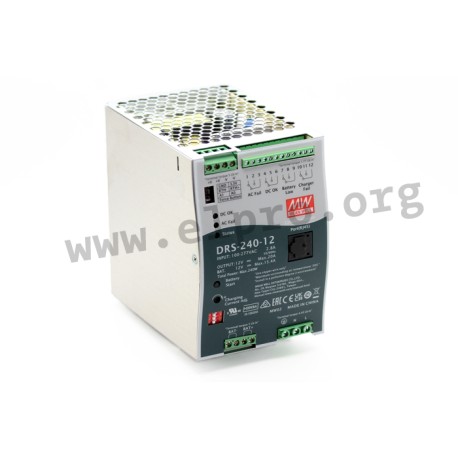 DRS-240-48CAN, Mean Well DIN rail battery chargers, 240W, UPS function, CAN bus, DRS-240 series