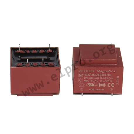 BV302S18018, Zettler PCB transformers, 1,8VA, EI 30