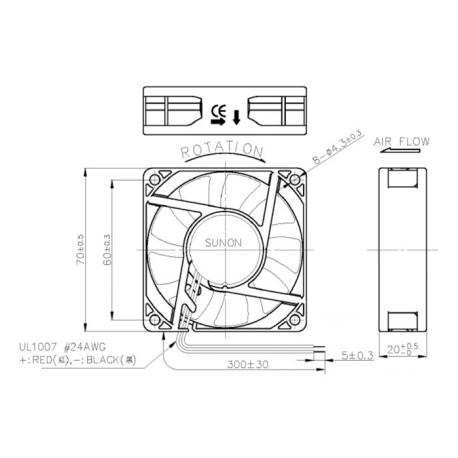 ME70202V1-000U-A99, Sunon fans, 70x70x20mm, 24V DC, ME series