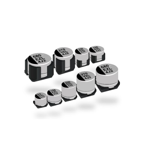 EEHZL1E151V, Panasonic electrolytic capacitors, SMD, 125°C, reflow, low ESR, hybrid, 4000h, ZL series