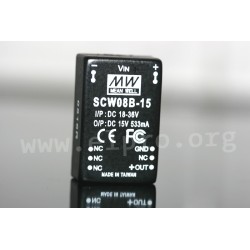 SCW08A-05, Mean Well DC/DC converters, 8W, DIL24 housing, SCW08 series