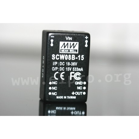 SCW08C-15, Mean Well DC/DC-Wandler, 8W, DIL24-Gehäuse, SCW08 Serie