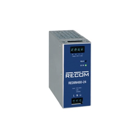 REDIIN480-24, Recom DIN rail mounting switching power supplies, 480W, REDIIN480 series