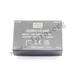 DDRH-15-05P, Mean Well DC/DC converters, 15W, PCB, DDRH-15 series