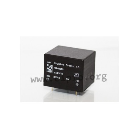 HS40003.3, Hahn AC/DC converters, 3W, PCB, HS4000 series