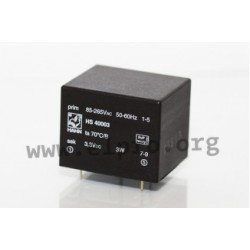 HS40005, Hahn AC/DC converters, 3W, PCB, HS4000 series