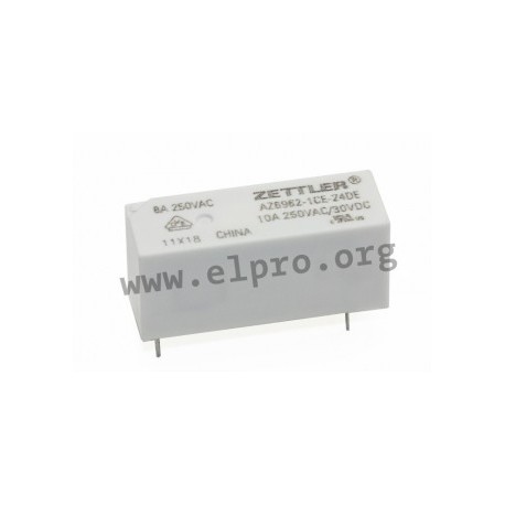 AZ6962-1AB-12DE, Zettler PCB relays, 10A, 1 changeover or 1 normally open contact, AZ6962 series