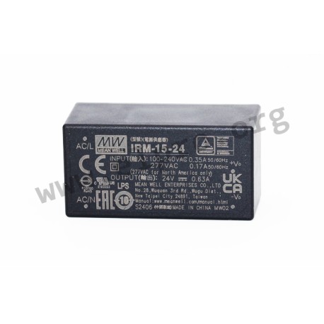 IRM-15-5, Mean Well switching power supplies, 15W, PCB, 52,4x27,2x24mm, IRM-15 series