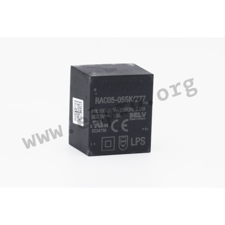 RAC05-05SK/277, Recom AC/DC converters, 5W, PCB, RAC05-K/277 series