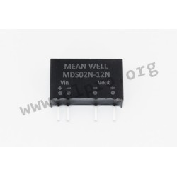 MDS02L-03N, Mean Well DC/DC converters, 2W, SIP/SIL7 housing, for medical technology, MDS02-N series