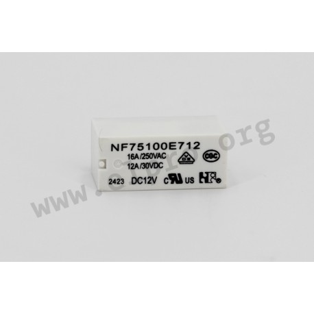 NF75-001E12, NF PCB relays, 12A / 16A, 1 changeover or 1 normally open contact, NF75 series