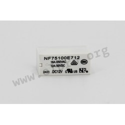 NF75-001E712, NF PCB relays, 12A / 16A, 1 changeover or 1 normally open contact, NF75 series