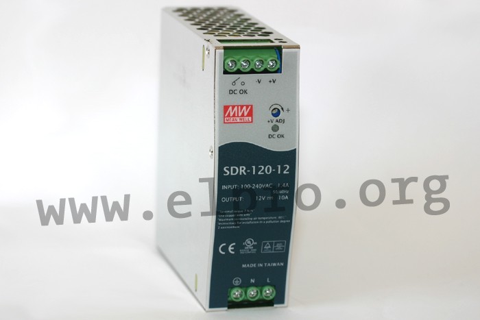 Mean Well DIN Rail Switching Power Supplies, 120W, SDR-120 Series ...