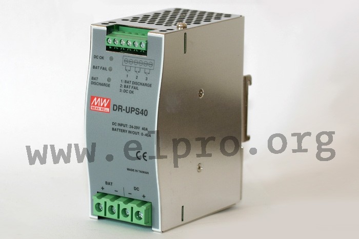 Mean Well DIN rail battery chargers, 40A, UPS function, DR-UPS40 series -  elpro Elektronik